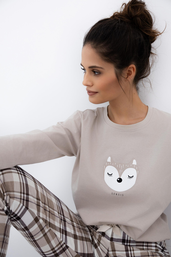 Dámské pyžamo Tinsley Sensis - bavlněné, dlouhé, kostkované