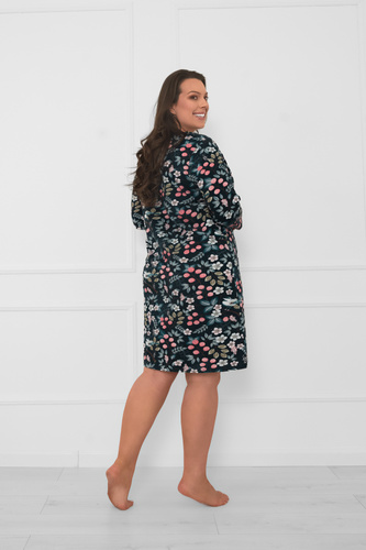 Dámská bavlněná noční košile s 3/4 rukávy Lucja - květinový vzor Italian Fashion