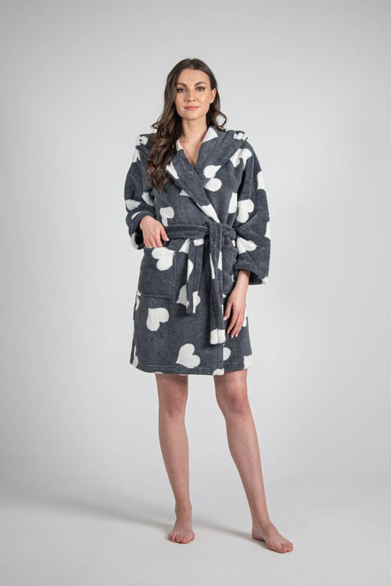 671 Hearts Krátký dámský župan Forex - grafitový