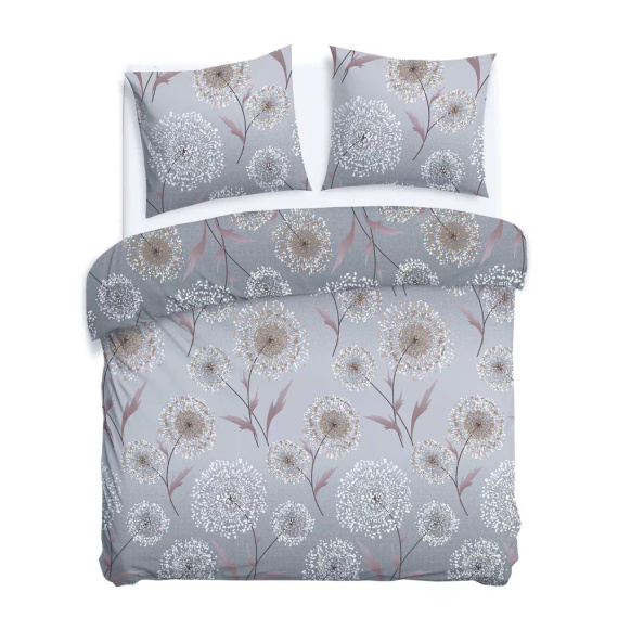 31513/2 Flanelové povlečení Darymex šedá pampeliška - sada, 100% bavlna, hřejivé a měkké
