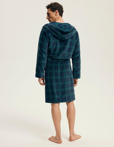 Pánský župan Henderson 43373 Nickel navy - kapuce, teplý úplet, pohodlí a elegance