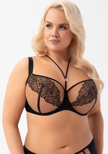 Gorsenia Vida K964 - Měkká podprsenka s kosticí, silné zvedání poprsí a nabírání, krajka, velké velikosti