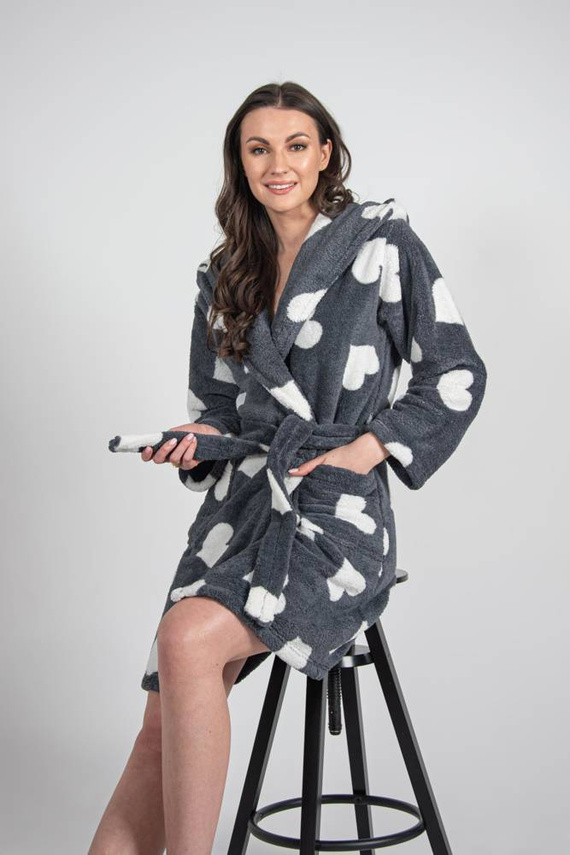 671 Hearts Krátký dámský župan Forex - grafitový