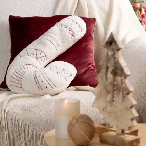 Chp 07B Eurofirany Vánoční polštář 27x46 - cukrová třtina, imitace bukvice, bílý