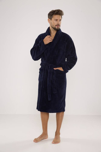 811 De Lafense pánský plyšový župan - tmavě modrý