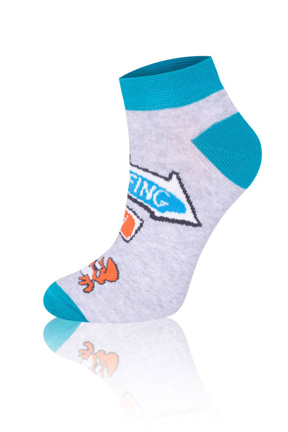 S138S Krab Socks ponožky italská móda - tyrkysová/oranžová/světlý melír