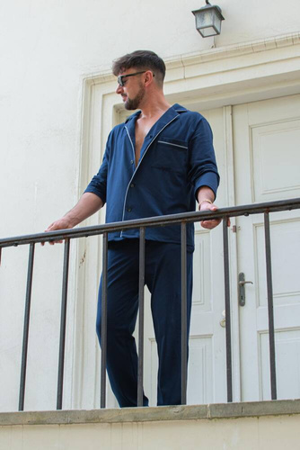 729 Norberto Pánské pyžamo De Lafense - tmavě modré