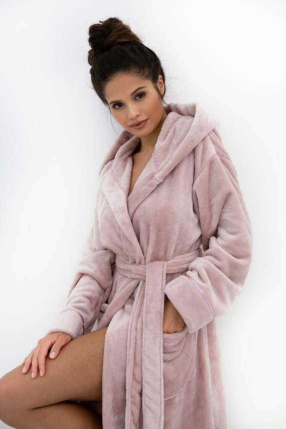 Amaris Dámský župan Sensis růžový - měkký župan s kapucí, elegantní a pohodlný