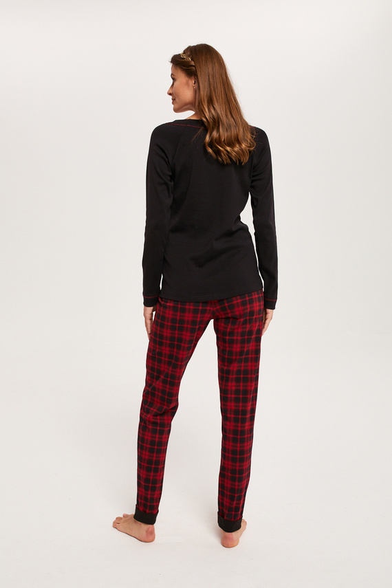 Ordesa Dámské pyžamo s dlouhým rukávem, dlouhé kalhoty Italian Fashion - černá/potisk