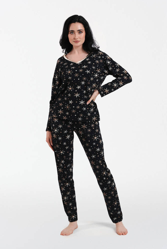 Laponia Dámské pyžamo s dlouhým rukávem, dlouhé kalhoty Italian Fashion - potisk