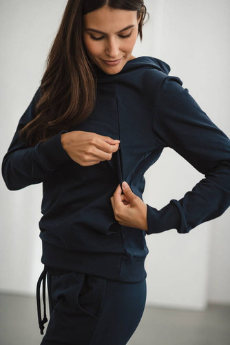Milk Please bluza do karmienia Milk&Love z kapturem granatowy