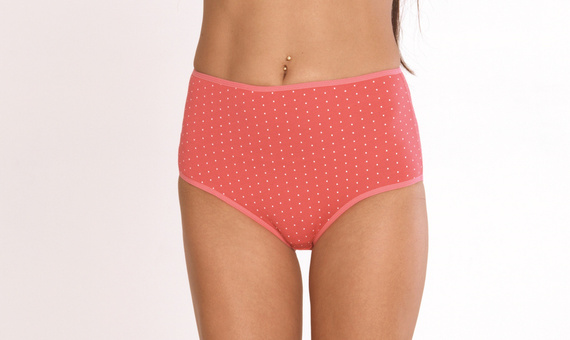 018 Sara De lafense kalhotky s vysokým pasem - malinové puntíky