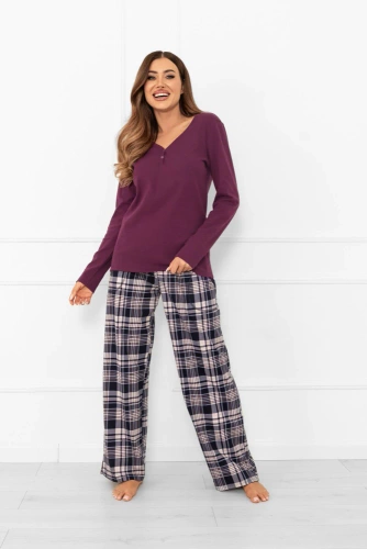 Donatella Dámské pyžamo Italian Fashion - bavlna, kostka, dlouhý rukáv