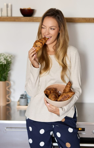 Oceane PW85 Dámské pyžamo Mefemi-viscose, hráškové, s mašlemi