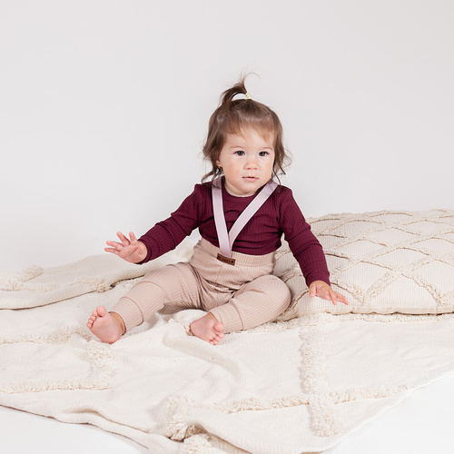 217097 Bavlněné body Alisa Nicol - vínové, žebrované, dlouhý rukáv