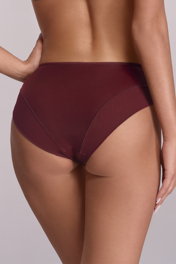 2196 Ava wine - klasické kalhotky s výšivkou a tylem