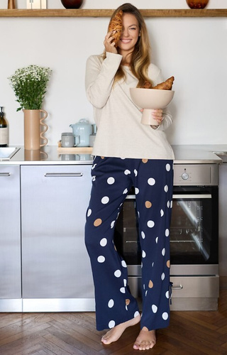 Oceane PW85 Dámské pyžamo Mefemi-viscose, hráškové, s mašlemi