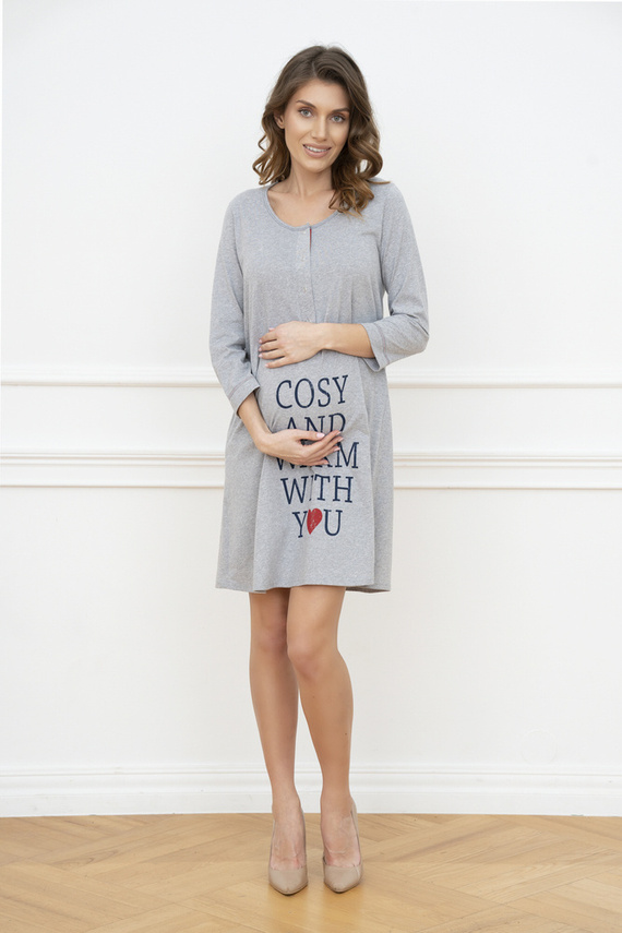 Těhotenská a kojící košile Balm. 3/4 rukáv Italia Fashion - melanž