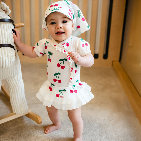 Kojenecké body Eevi Cherry krátký rukáv bavlna pohodlné