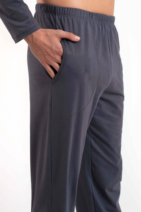 Lars Pánské pyžamo s dlouhým rukávem, dlouhé kalhoty Italian Fashion - grafitový/grafitový potisk