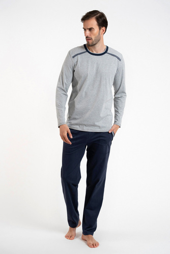 Zbyszek Pánské pyžamo s dlouhým rukávem, dlouhé kalhoty Italian Fashion - melange