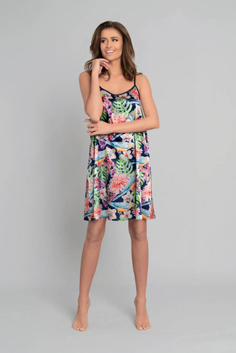Polynesia Dámská noční košile s úzkými ramínky Italian Fashion - květinový potisk