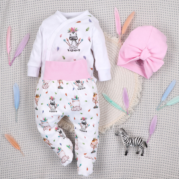 ABN-5531 Nini Happy Animals obálkové body z organické bavlny pro kojence - bezniklové zapínání, 100% bezpečnost