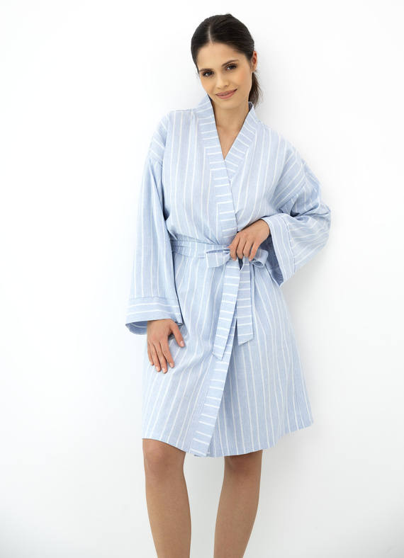 Asteria Sensis bavlněný župan kimono modrý s pruhy