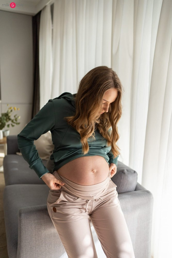 Spodnie dresowe ciążowe Milk&Love jasny szary melanż