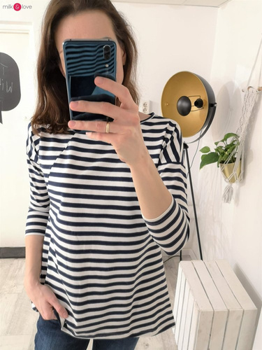 Bluzka ciążowa i do karmienia Mommy Milk&Love granatowo-białe paski