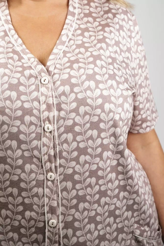 Ramira Dámské pyžamo s krátkým rukávem a 3/4 kalhotami Italian Fashion - potisk/cappucino