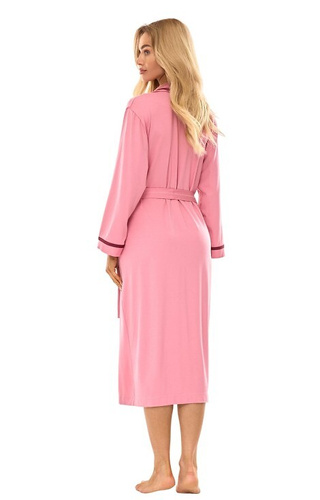 2506 Dámský dlouhý viskózový župan L&L růžový - lehký, prodyšný