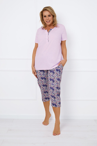 Carbonia Dámské pyžamo s krátkým rukávem, 3/4 kalhoty Italian Fashion - růžová/potisk