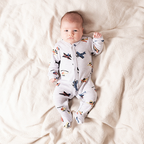 219031 Dětský župan Willy Nicol - bavlna, šedý s letadly