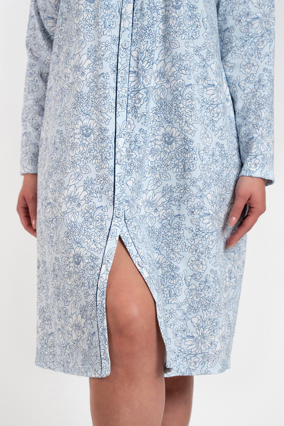 Noční košile Talita s rozepínáním Italská móda - modrý potisk