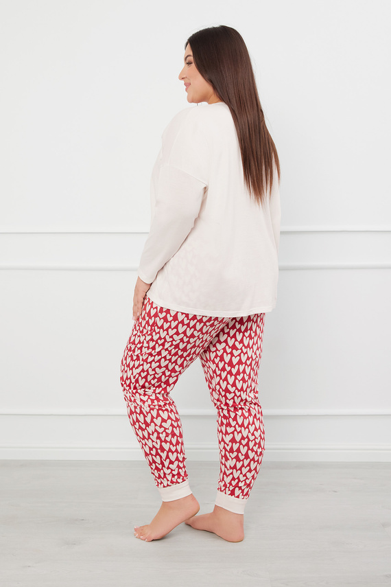 Evora Dámské pyžamo s dlouhým rukávem a dlouhými kalhotami Italian Fashion - ecru/print