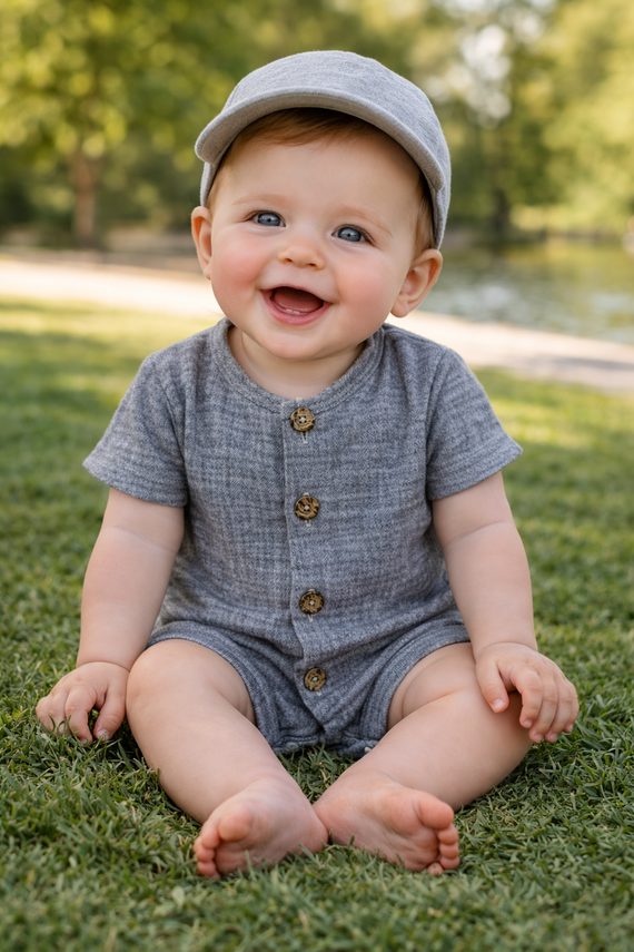 Baby Rampers Just Muslin 02235RN Makoma navy - mušelín 100% bavlna, krátký rukáv