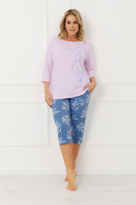 Dámské pyžamo Erula Italian Fashion cotton jersey 3/4 plus size pink