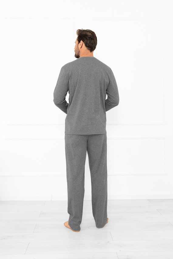 Pánské pyžamo Gordo - klasická bavlna, polo tričko a kalhoty s kapsami Italská móda - melír