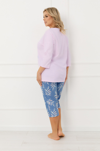 Dámské pyžamo Erula Italian Fashion cotton jersey 3/4 plus size pink