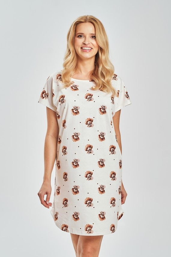 Coco Taro 3517 hnědá dámská noční košile 100% bavlna ke kolenům