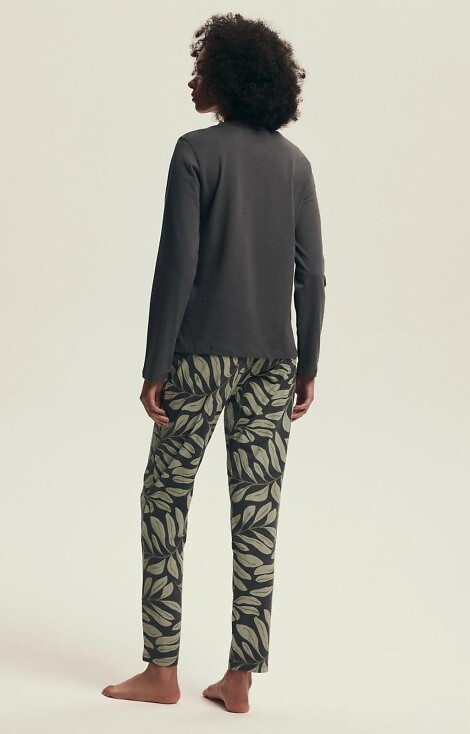 43685 Danna Dámské pyžamo Henderson šedé - bavlna, botanický potisk