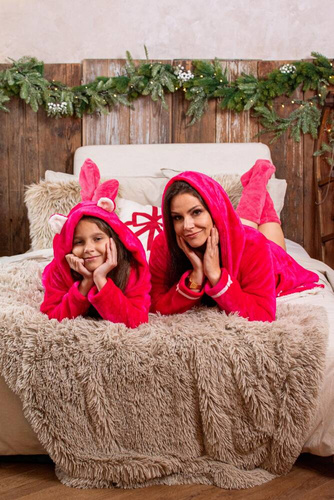 627 Soraya Dámský krátký župan Forex - malinová / šedá