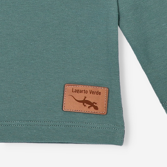 KAR-1020 Chlapecká halenka s dlouhým rukávem Lagarto Verde zelená - bavlna s elastanem, polská výroba