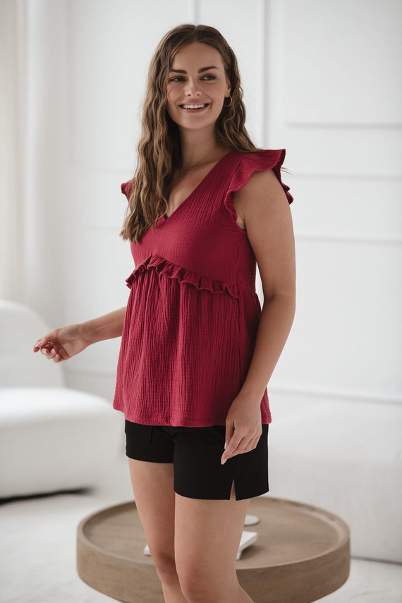 Milky Butterfly Těhotenská a kojící halenka - pohodlí a styl Milk&Love malinová