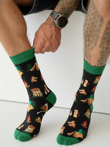 0125.053 Trekking - pánské ponožky Milena s barevným vzorem, černé