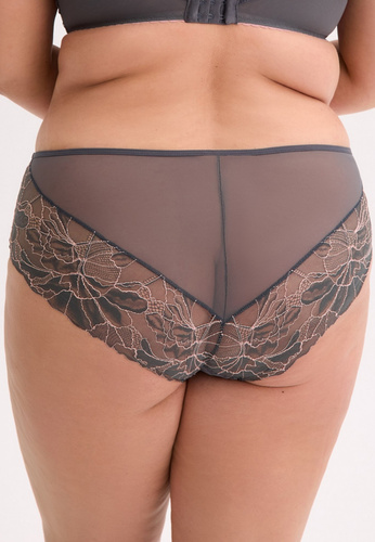 GFP 1318 Priya Gaia dámské kalhotky - grafitově růžové maxi, krajkové a elegantní