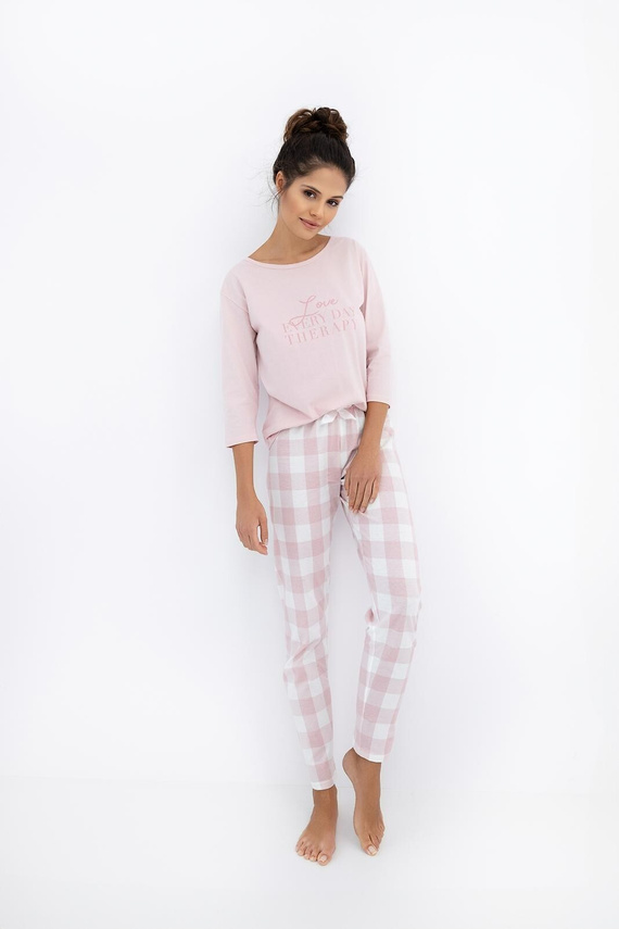 Dámské pyžamo Annabelle Sensis - bavlna, s kostkovanými flanelovými kalhotami