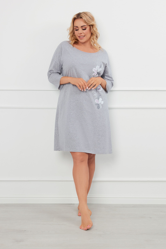 Noční košile Ibena, 3/4 rukáv Italská móda - melanž