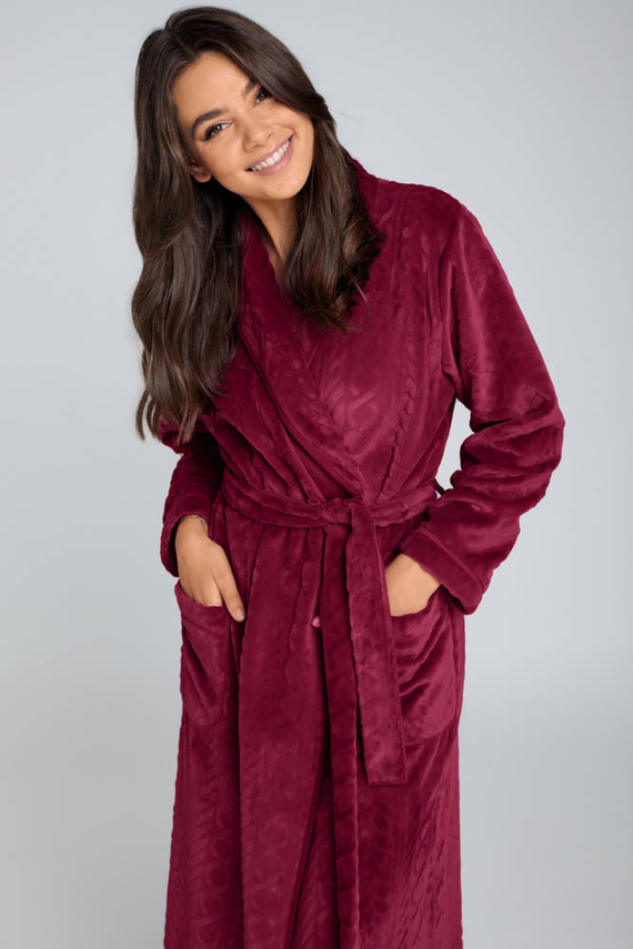 Dámský fleecový župan Bona Italian Fashion - bordó